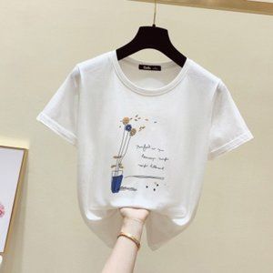 Cotton round neck short sleeve top
